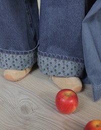 【DINOTAENG】Embroidered Graphic Wide-Leg Denim Jeans