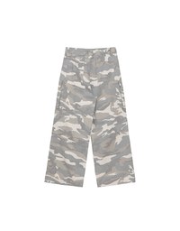 Drawstring Waist Wide Leg Cargo Pants (Camo Print/Leopard Print)