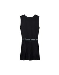 Button Front V Neck Knit Pleated Cami Dress