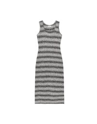 Sleeveless Scoop Neck Striped Knit Bodycon Maxi Dress