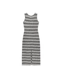 Sleeveless Scoop Neck Striped Knit Bodycon Maxi Dress