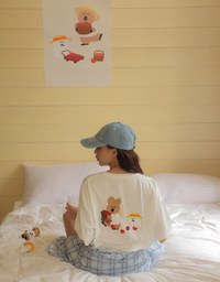 【DINOTAENG】Retro Embroidery Washed Denim Baseball Cap