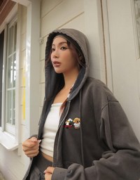 【DINOTAENG】Graphic Zip-Up Hoodie