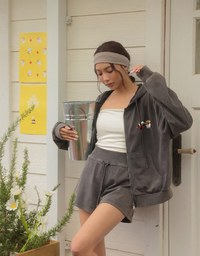 【DINOTAENG】Graphic Zip-Up Hoodie