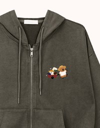 【DINOTAENG】Graphic Zip-Up Hoodie
