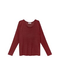 Sheer Round Neck Long Sleeve Oversized Knit Top