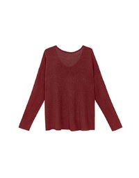 Sheer Round Neck Long Sleeve Oversized Knit Top