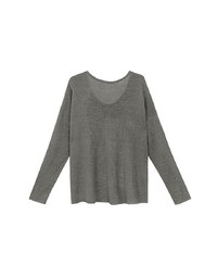 Sheer Round Neck Long Sleeve Oversized Knit Top