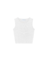 Crop Ribbed Knit Tank Top with AIR SPACE Logo Embroidered