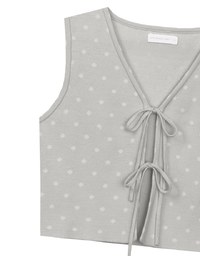 Polka Dot Tie Front Sleeveless Knit Vest Top