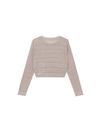 Sheer Striped Knit Relaxed Fit Long Sleeve Sweater