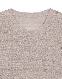 Sheer Striped Knit Relaxed Fit Long Sleeve Sweater