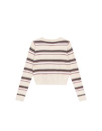 Contrast Striped Knit Button Up Cropped Cardigan