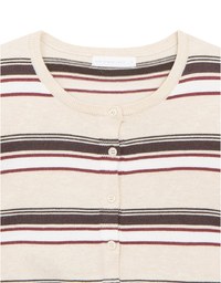 Contrast Striped Knit Button Up Cropped Cardigan