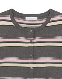 Contrast Striped Knit Button Up Cropped Cardigan