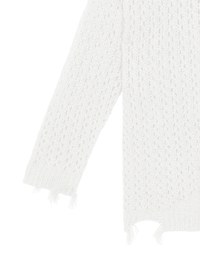 Distressed Hem Open Knit Pullover Sweater