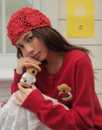 【DINOTAENG】Embroidered Button-Down Knit Cardigan