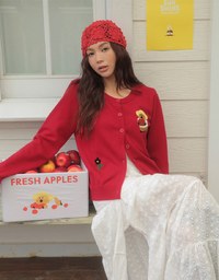 【DINOTAENG】Embroidered Button-Down Knit Cardigan