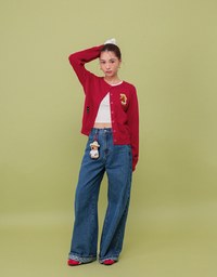 【DINOTAENG】Embroidered Button-Down Knit Cardigan