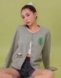 【DINOTAENG】Embroidered Button-Down Knit Cardigan