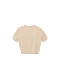 【DINOTAENG】Graphic Short Sleeve Knit Crop Top