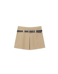 Classic High Waisted Pleated Skorts with Belt