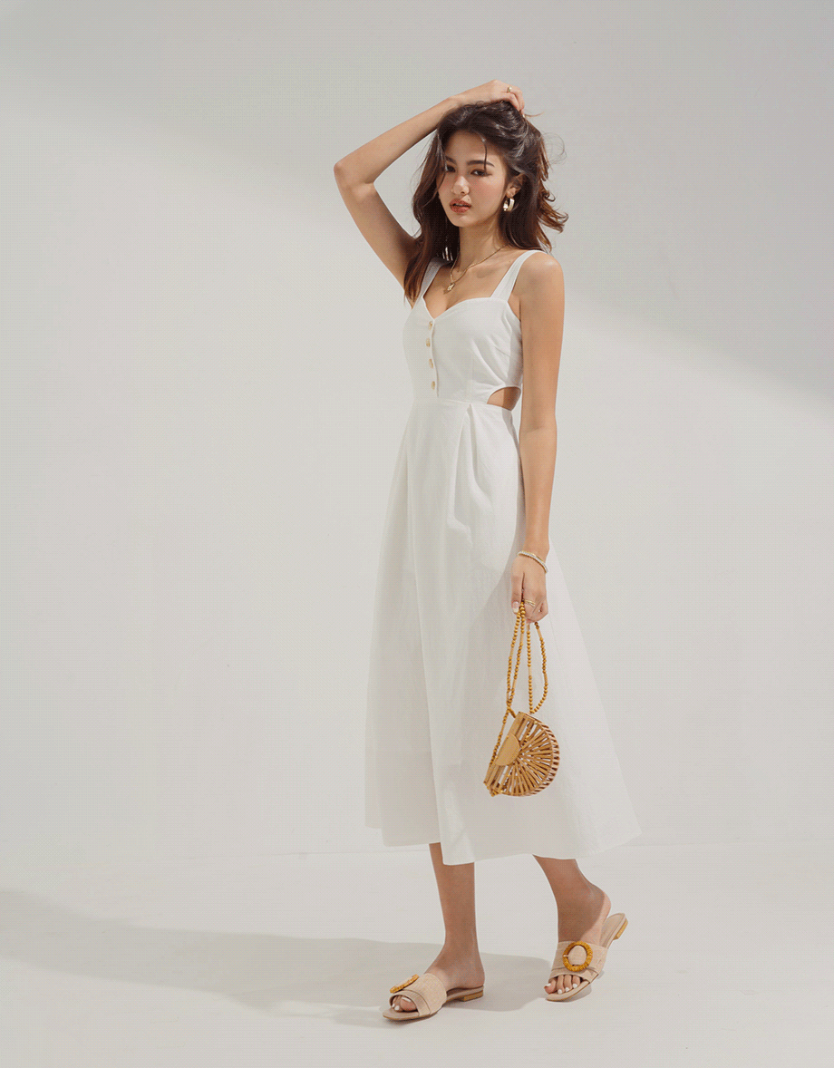 Sweetheart Neckline Side-Hollow Maxi Dress