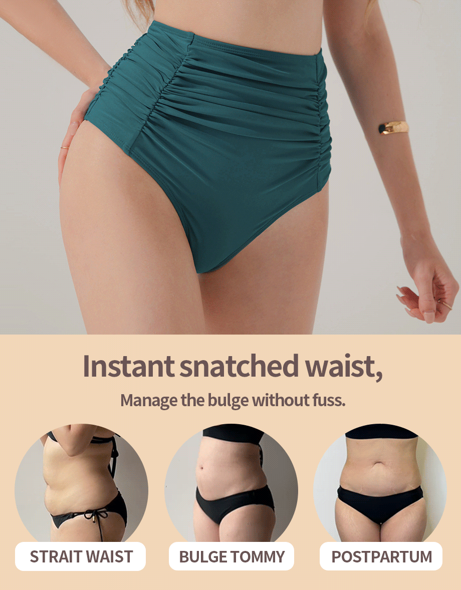 Ruched Waist-Trainer Sculpting Bikini Bottom
