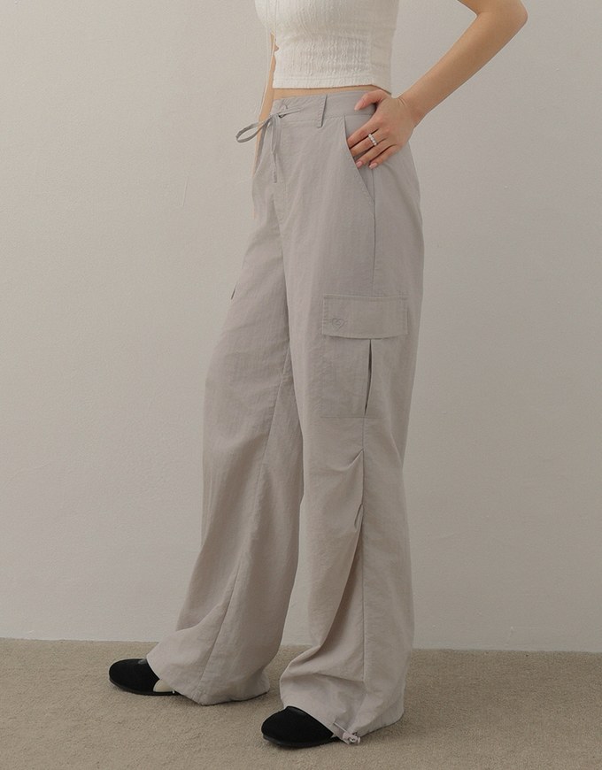 Wide Leg Cargo Pants with Flap Pockets and Adjustable